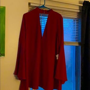 Lulu Red Dress, Bell Sleeves